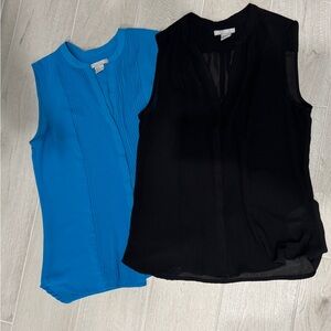 Bundle of 2 Women’s H&M Sleeveless Pintuck Blouses- Bright Blue & Black